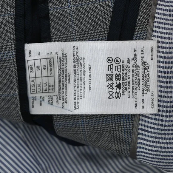 Brooks Brothers 38R 32x34 Gray Glenn Check 100% Wool Explorer Fitzgerald Suit